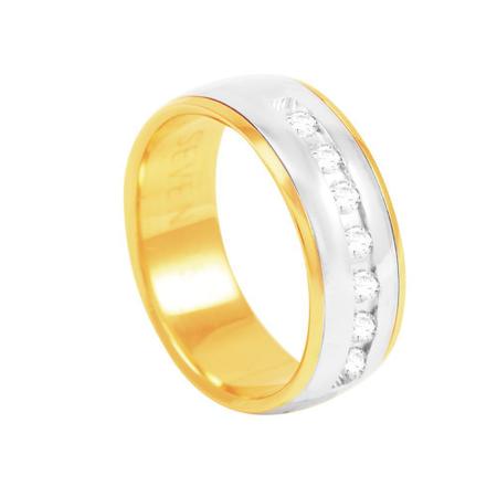 Imagem de Par de Alianças em Ouro 18K Bicolor com Diamantes - AU2565