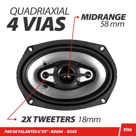 Par De Alto Falantes Boss 6x9 800w 400 Rms Quadriaxial Nx694