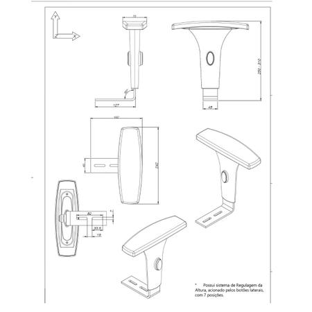 Par de Braço Com Regulagem Por Botão Em PP Ergonômico - Escritex Imagem de Par de Braço Com Regulagem Por Botão Em PP Ergonômico