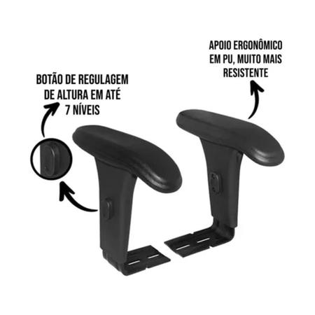 Par de Braço Com Regulagem Por Botão Em PP Ergonômico - Escritex Imagem de Par de Braço Com Regulagem Por Botão Em PP Ergonômico