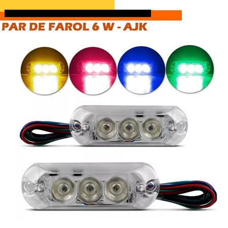 Imagem de Par De Farol Strobo Rgb Ajk Com 3 Leds 12v 6w Endereçável