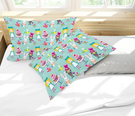 Par de Fronhas Estampa Alice, Chapeleiro e Coelho - Core Decore Imagem de Par de Fronhas Estampa Alice, Chapeleiro e Coelho