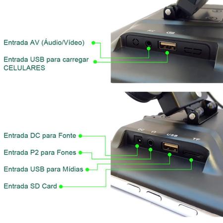 Imagem de Par de Tela Encosto Cabeça Acoplavel 8" Full HD Espelhamento USB SD Card Mp5 HT-ET801