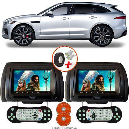 Imagem de Par de Tela Encosto de Cabeça 7 Polegadas Preto DVD USB SD Função Game com Controle JAGUAR F PACE SUV