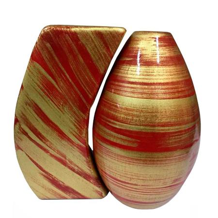 Par de Vasos Turim em Cerâmica de Sala Decor - Red Gold - Retrofenna Decor Imagem de Par de Vasos Turim em Cerâmica de Sala Decor - Red Gold