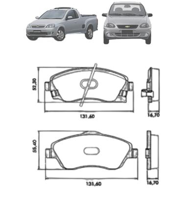 Imagem de Par Disco de Freio Pastilhas Chevrolet Montana Corsa Aro 14