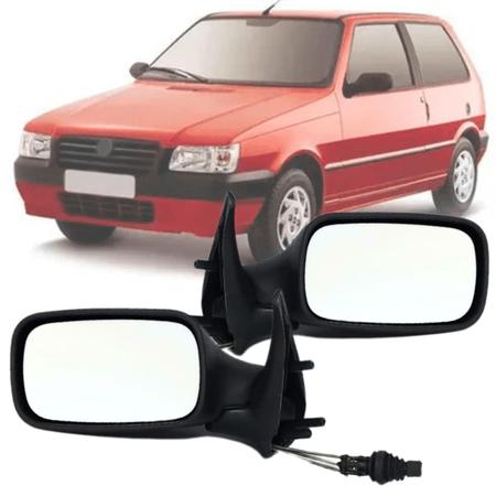 Imagem de Par Espelho Retrovisor Fiat Uno Fire 2001 2002 2003 2004 2 Portas Regulagem Interna Manual