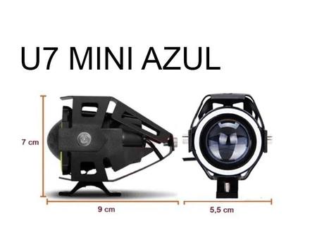 Imagem de Par Farol de Milha Angel Eye U7 Mini Azul para Moto XJ6 F 2010 2011 2012 2013 2014 2015 ate 2022