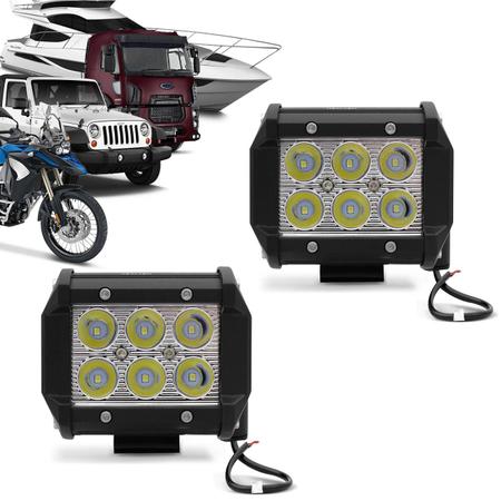 Imagem de Par Farol de Milha Quadrado Universal 6 LEDs 6000K Carro Moto Caminhão Jeep