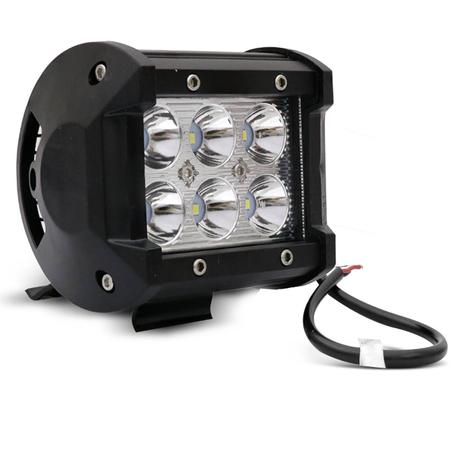 Imagem de Par Farol de Milha Quadrado Universal 6 LEDs 6000K Carro Moto Caminhão Jeep