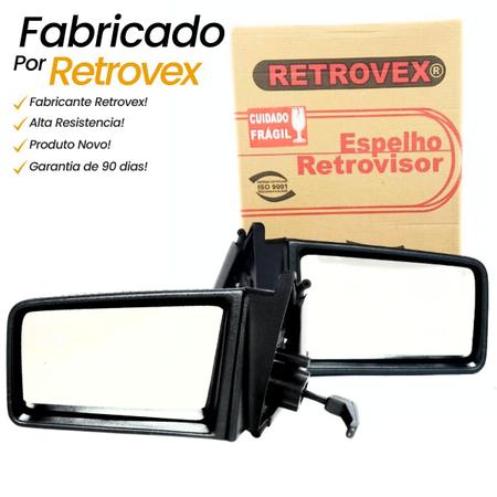 Par Kit Retrovisor Lateral Chevrolet Monza 85 86 87 88 89 90 com Controle de Regulagem Interna Manual - Retrovex Imagem de Par Kit Retrovisor Lateral Chevrolet Monza 85 86 87 88 89 90 com Controle de Regulagem Interna Manual