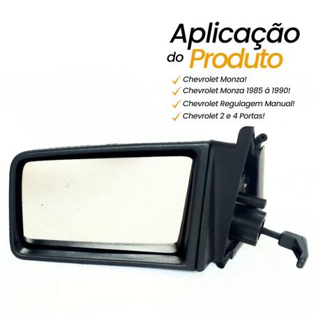 Imagem de Par Kit Retrovisor Lateral Chevrolet Monza 85 86 87 88 89 90 com Controle de Regulagem Interna Manual