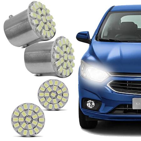 Imagem de Par Lâmpada de LED Modelo 67 2 Polos BA15s 12v 6 Leds SMD 1206 MX4432 Luz Super Branca