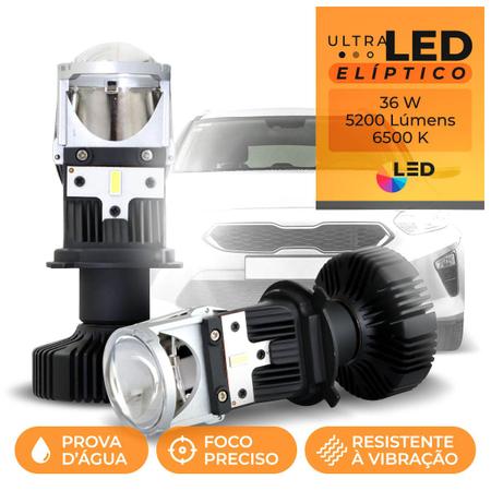 Imagem de Par Lâmpada Led H4 12V Mini Projetor Canhão Elíptico Shocklight 5200 Lúmens