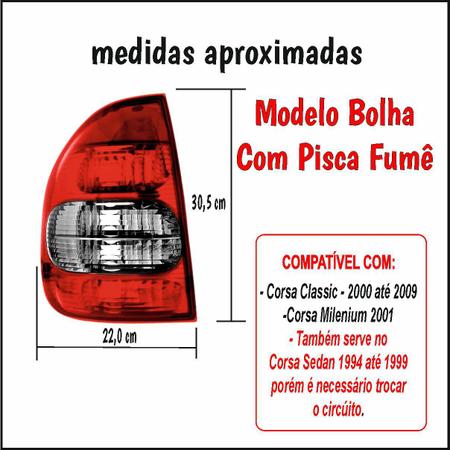 Lanterna Gm Corsa Sedan 2000 Até 2010 Bolha 4 Portas Bicolor Fumê