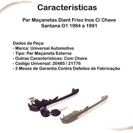 Par Maçanetas Diant Friso Inox C/ Chave Santana G1 84 A 91 - Universal Imagem de Par Maçanetas Diant Friso Inox C/ Chave Santana G1 84 A 91