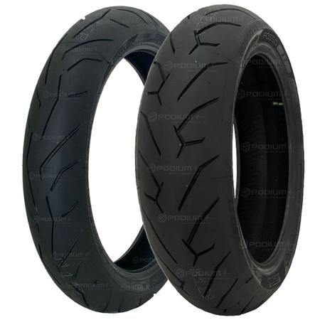 Jogo de 2 pneus de moto pirelli diablo strada 120 70r17 58w 180 55r17 73w  tl