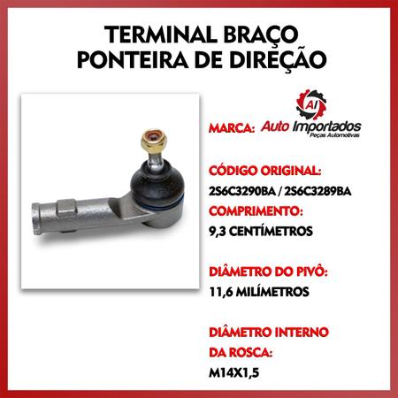 Imagem de Par Terminal De Direção Ponteira Pivo Ford Fiesta Sedan 2004 2005 2006 2007 2008 209 2009 2010 2011 2012 2013 2014