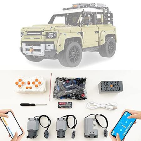 Imagem de para Lego Technic Land Rover Defender 42110 Motor e Kit de Atualização de Controle Remoto, 3 Motores, APP 4 Modos de Controle, Presente de Qualidade, Conjunto de Funções de Potência Compatível com Lego 42110 (Modelo Não Incluído)