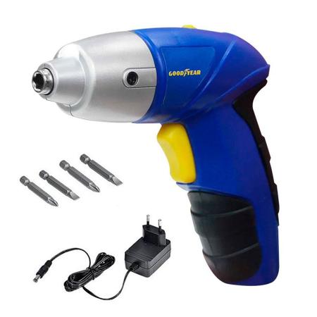 Parafusadeira a bateria 4,8 volts com 4 bits - GYDC1600023 - Goodyear Imagem de Parafusadeira a bateria 4,8 volts com 4 bits - GYDC1600023 - Goodyear