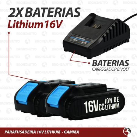 Imagem de Parafusadeira Furadeira A Bateria 16v Lithium G12102BR GAMMA