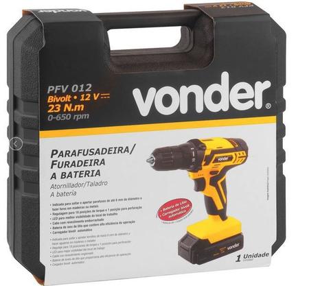 Imagem de Parafusadeira Furadeira Bateria Eletrica 12v Bivolt Vonder