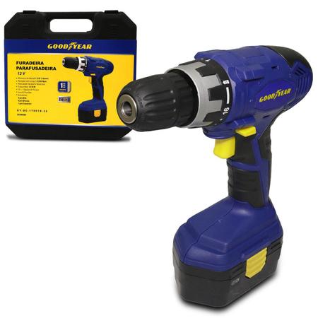 Parafusadeira Furadeira Goodyear 12v Bateria Maleta GYDC170 Imagem de Parafusadeira Furadeira Goodyear 12v Bateria Maleta GYDC170
