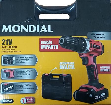 Imagem de Parafusadeira/ Furadeira Maleta 21V Bivolt Pf-09M Mondial