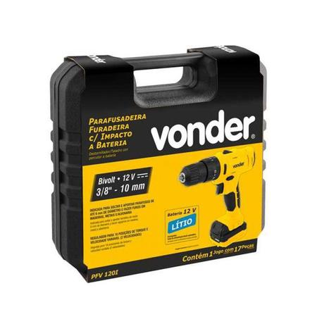 Imagem de Parafusadeira Furadeira PFV120I com Impacto Bateria 12v Bivolt Vonder