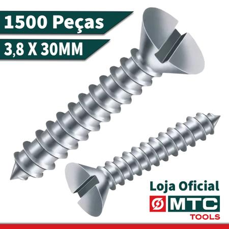 Imagem de Parafuso atarraxante - fenda 3,8x30mm cabeça chata - 1500pçs