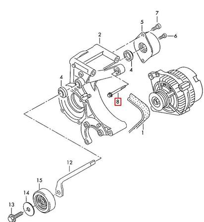 Imagem de Parafuso do alternador m8x60 gol fox jetta golf vw n10138905