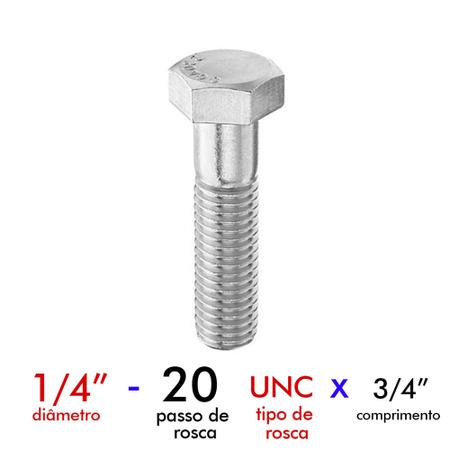 Imagem de Parafuso Para Estruturas Metálicas Sextavado Rosca Inteira 1/4 X 3/4 Zincado Caixa C/50