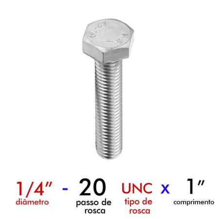 Imagem de Parafuso Para Móveis de Aço Sextavado Rosca Inteira 1/4 X 1 Zincado Caixa C/100