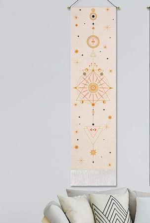 Imagem de Parede de tapeçaria da fase lunar pendurada eclipse ciclo tassel tapete sol tapeestries Bohemian Home Arte Psicodélica Decoração Tapeçarias Decorativas (Rosa)