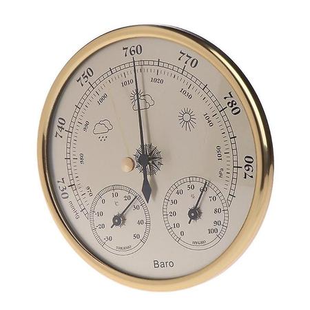 Imagem de Parede montada barômetro barômetro termômetro estação meteorológica de higrômetro pendurado (Branco)