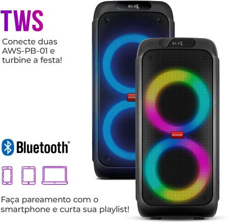 Imagem de Party Box Caixa de Som Portátil Bluetooth com Luzes Multicores AWS-PB-01 Bivolt