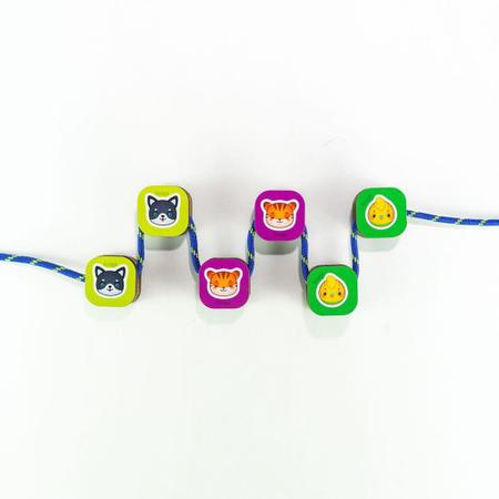 Imagem de Passa Blocos dos Animais Alinhavos e Peças de Empilhar - Loopi Toys