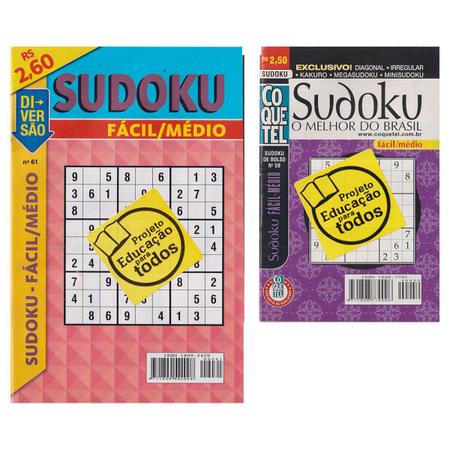 Kit 10 Revistas Livros Sudoku Coquetel Facil Medio E Dificil