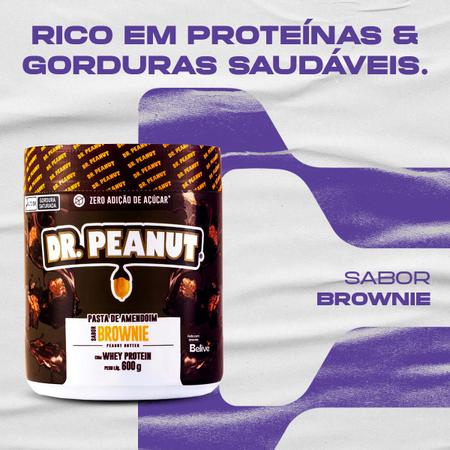 Pasta De Amendoim Dr. Peanut Sabor Brownie com Whey Protein 600g