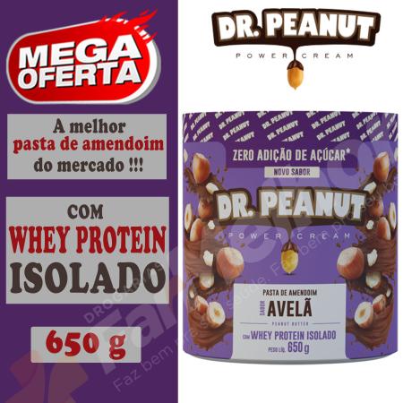 Pasta de Amendoim Sabor AVELÃ com Whey Protein Isolado 650g Dr Peanut -  Whey Store Suplementos