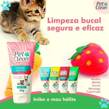 Imagem de Pasta De Dente Cães Gato Gel Dental Pet Clean Morango60g