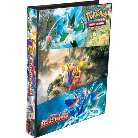 Pasta Fichário Álbum Pokémon Escarlate e Violeta Koraidon e Miraidon 4  Argolas Capa Dura + 10 folhas para cards cartas no Shoptime