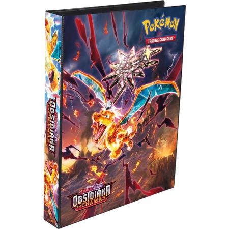 Pasta Fichário Álbum Pokémon Charizard para cards cartas + 10