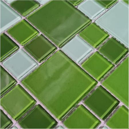 Imagem de Pastilha De Vidro Para Cozinha Banheiro Piscina Cristal Lisa Mescla Verde Grande 30x30cm - La Bella Griffe