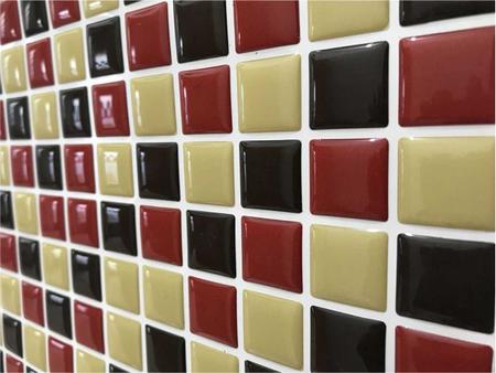Imagem de Pastilha Resinada Mosaico Preto, Bege,vermelho Placa 20x30cm