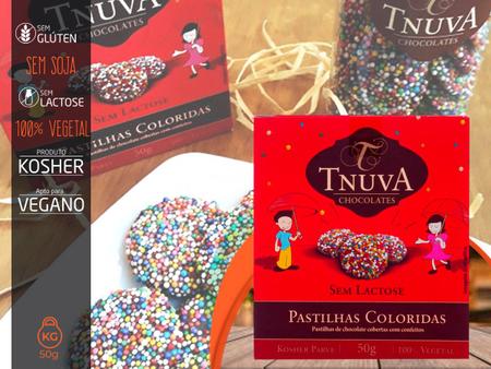 Pastilhas Coloridas Chocolate Vegano Sem Lactose Tnuva 50g Imagem de Pastilhas Coloridas Chocolate Vegano Sem Lactose Tnuva 50g