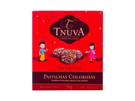 Pastilhas Coloridas Chocolate Vegano Sem Lactose Tnuva 50g Imagem de Pastilhas Coloridas Chocolate Vegano Sem Lactose Tnuva 50g