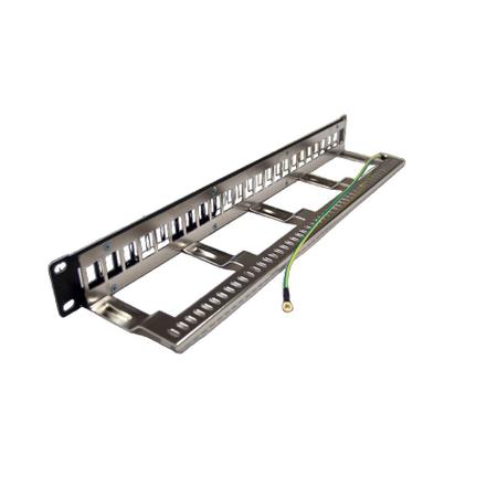 Imagem de Patch Panel Cat6A 24 Portas Descarregado Blindado com Guia Traseira e Fio de Aterramento