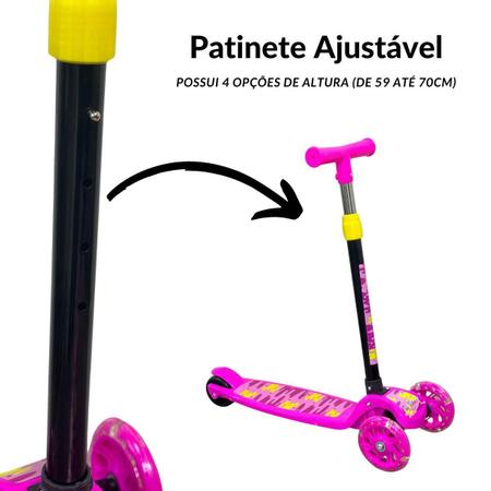 Imagem de Patinete 3 Rodas Dobrável E Ajustável Rosa - Importway