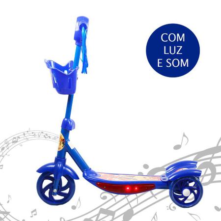 Imagem de Patinete 3 Rodas Infantil Musical com Luzes até 5 anos Azul